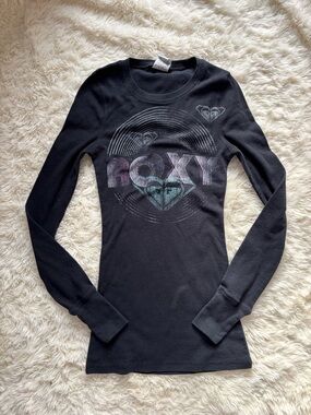 Roxy Black Long Sleeve Tee with Logo